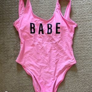 Hot pink “BABE” one piece swimsuit size small